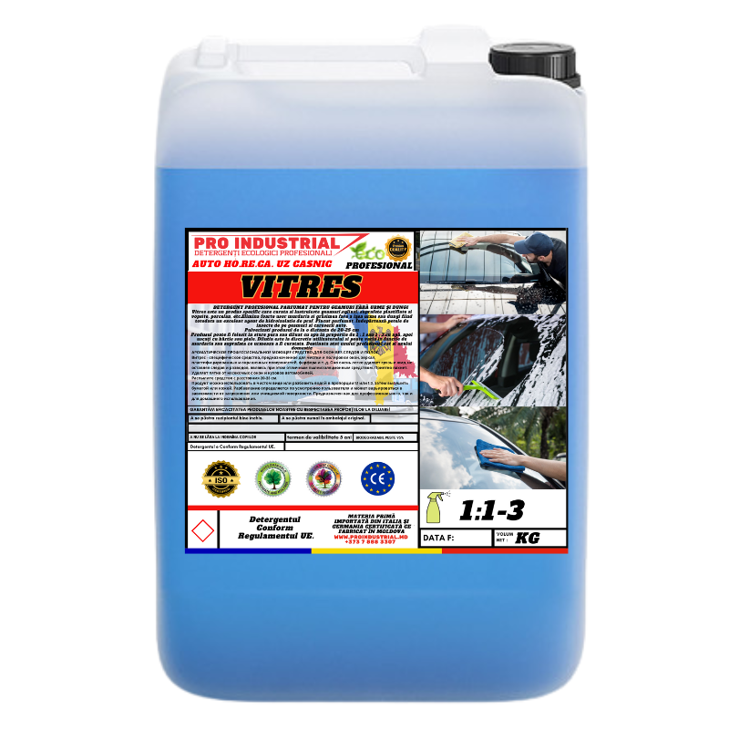 Detergent profesional pentru geamuri și suprafețe lucioase – fără urme, cu uscare rapidă-(Pentru preț şi cantitate angro Contactați-ne)